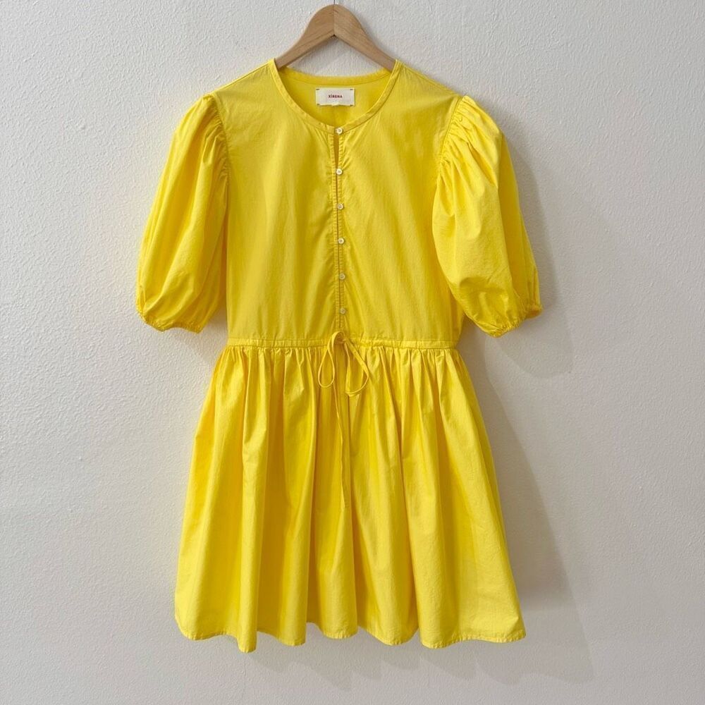 Nwot Xirena Women's Size Medium Yellow Baby Doll A Line Mini Dress Summer